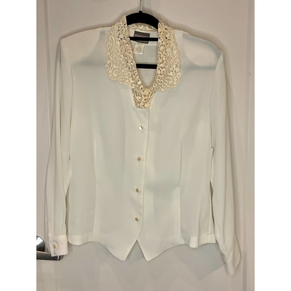 Bora Bora Vintage Lace Collared Blouse Size 12